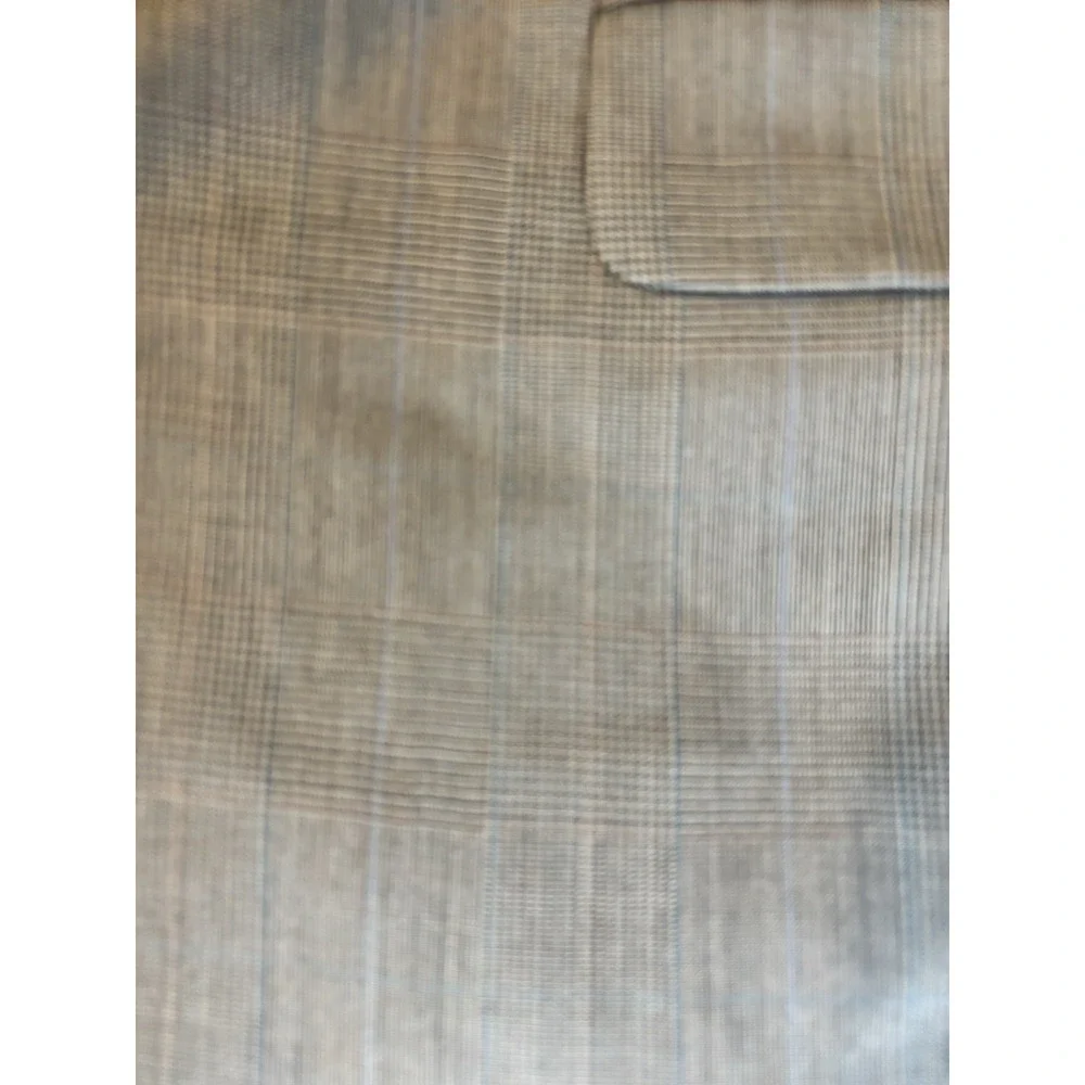 LANDS END Brown Windowpane Wool 2Pc SUIT‎ 44L Pleated Front Pants 36x30
